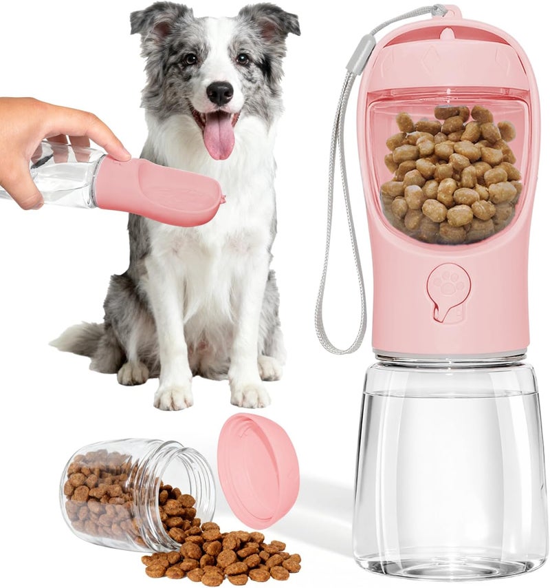 Liphier Dog Water Bottle, Portable Water Bottle with Food Container for Dogs Cat Pet Hiking Walking Travel Camping, Leak-Proof Dog Water Bowl Dispenser with Feeder Function Puppy Essentials - Image 1